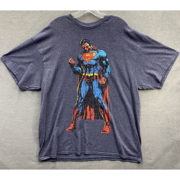 Superman And DC Comics Graphic Tee T-Shirt Men's Size XXL Gray Blue Crew Neck - Picture 1 of 10